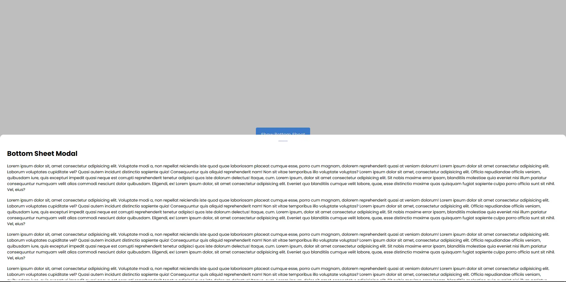 Captura de pantalla del proyecto Bottom sheet