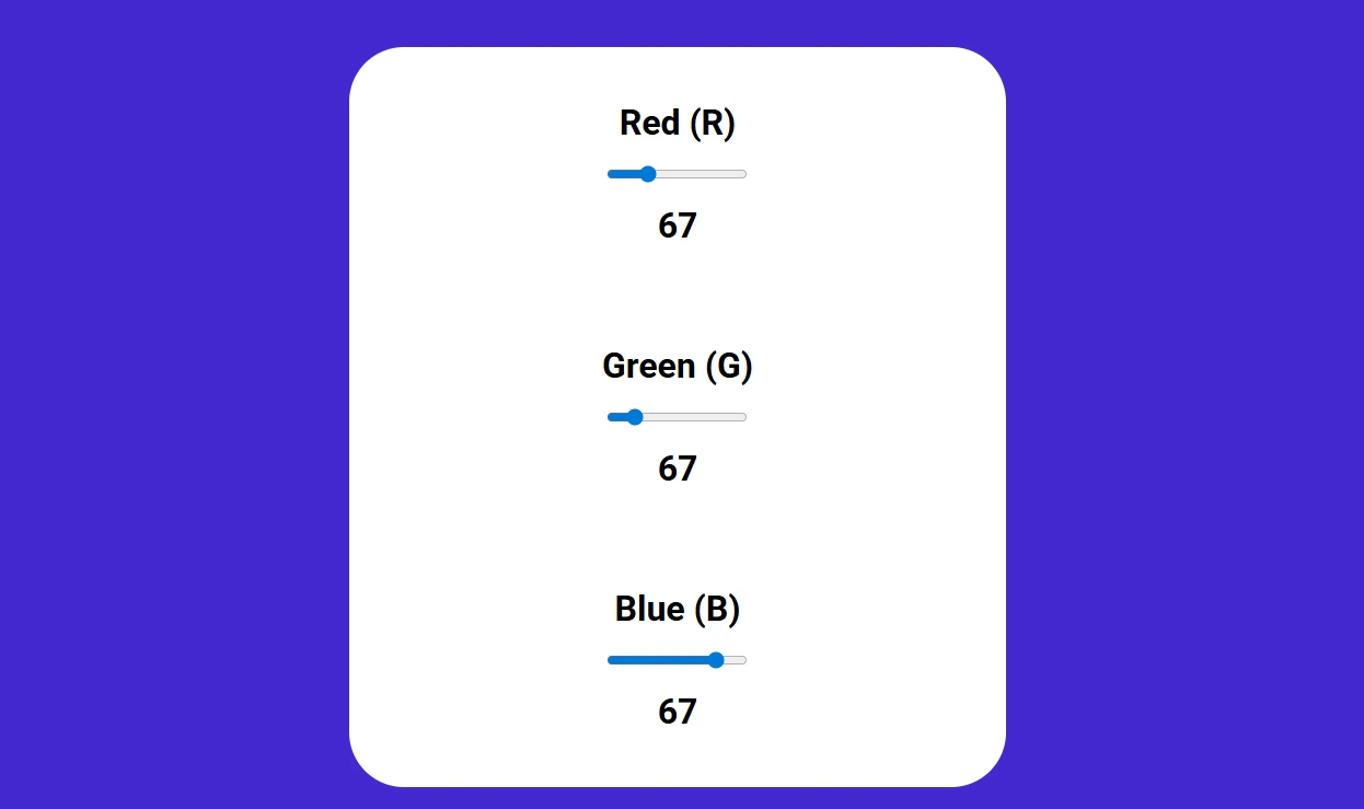 Captura de pantalla del proyecto RGB Generator