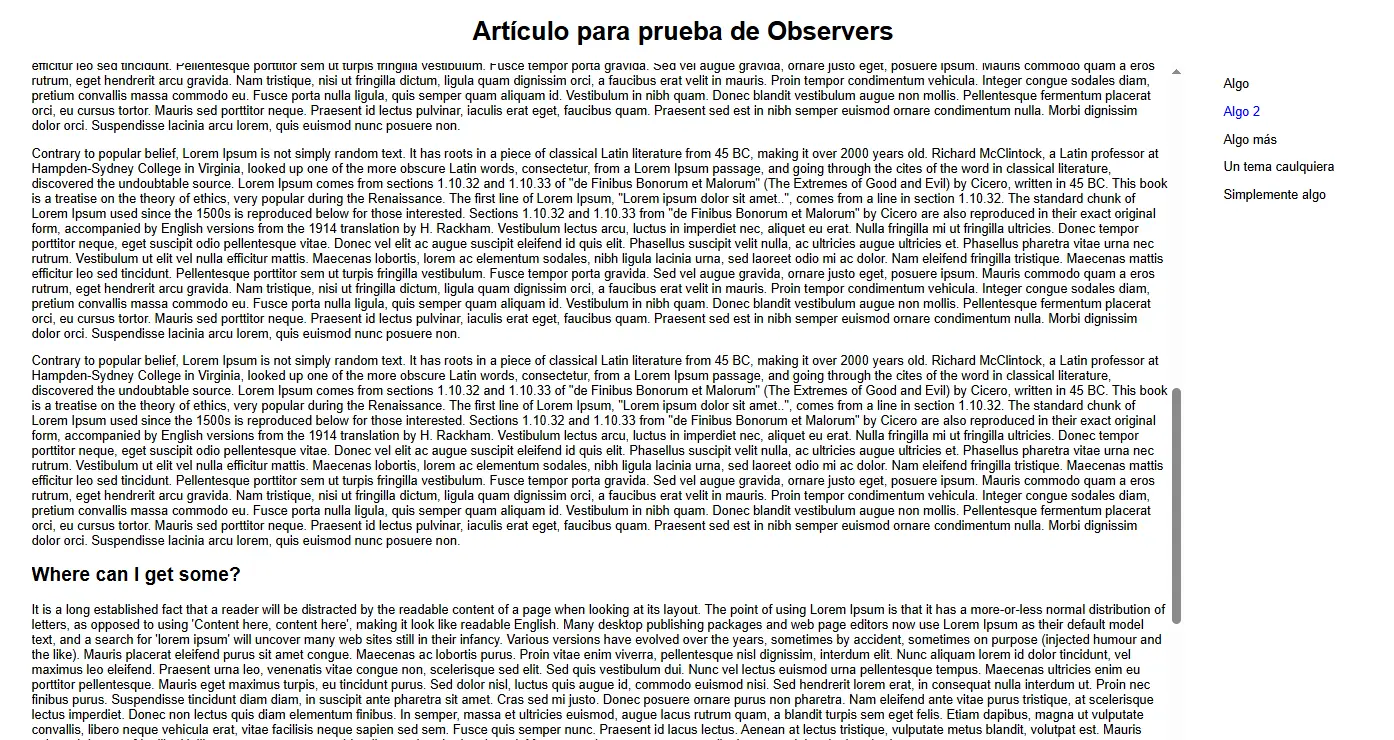 Captura de pantalla del proyecto Title observer