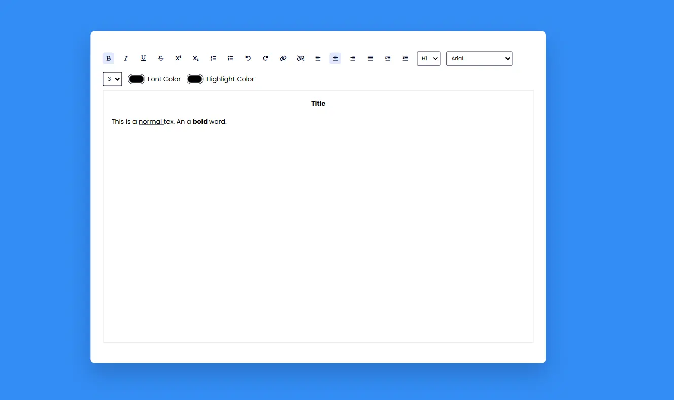 Captura de pantalla del proyecto Text editor