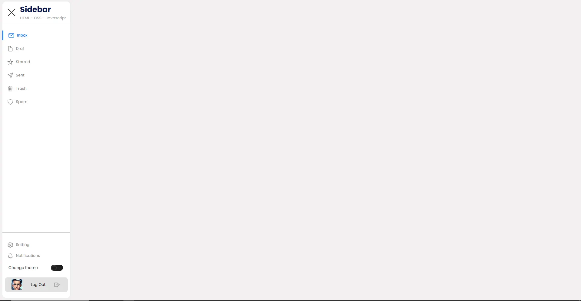 Captura de pantalla del proyecto Basic sidebar