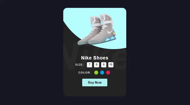 Captura de pantalla del proyecto Card