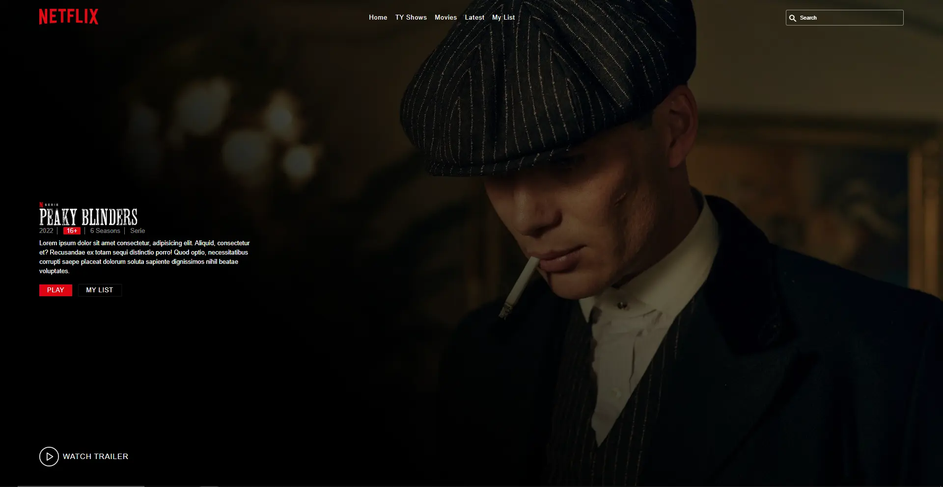 Captura de pantalla del proyecto Landing page de netflix