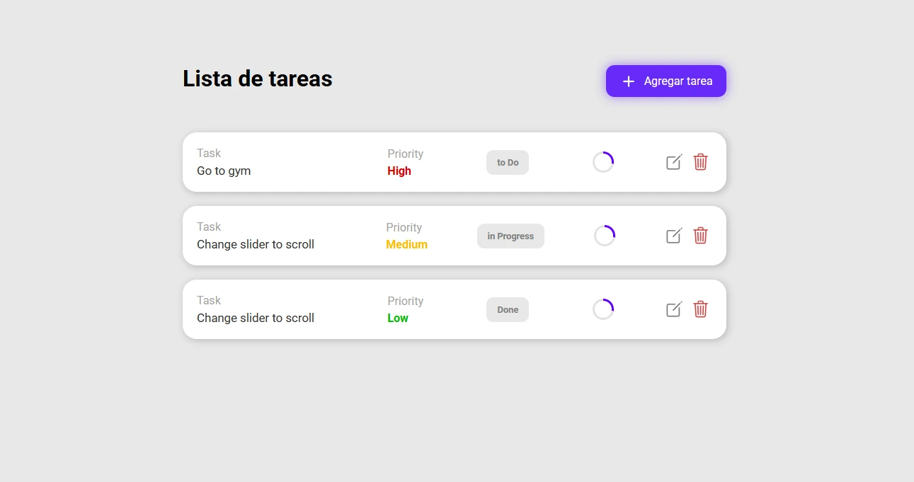 Captura de pantalla del proyecto To-Do list