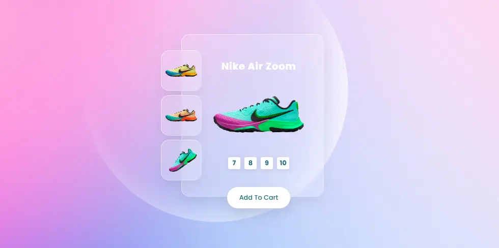 Captura de pantalla del proyecto Shoes mousehover