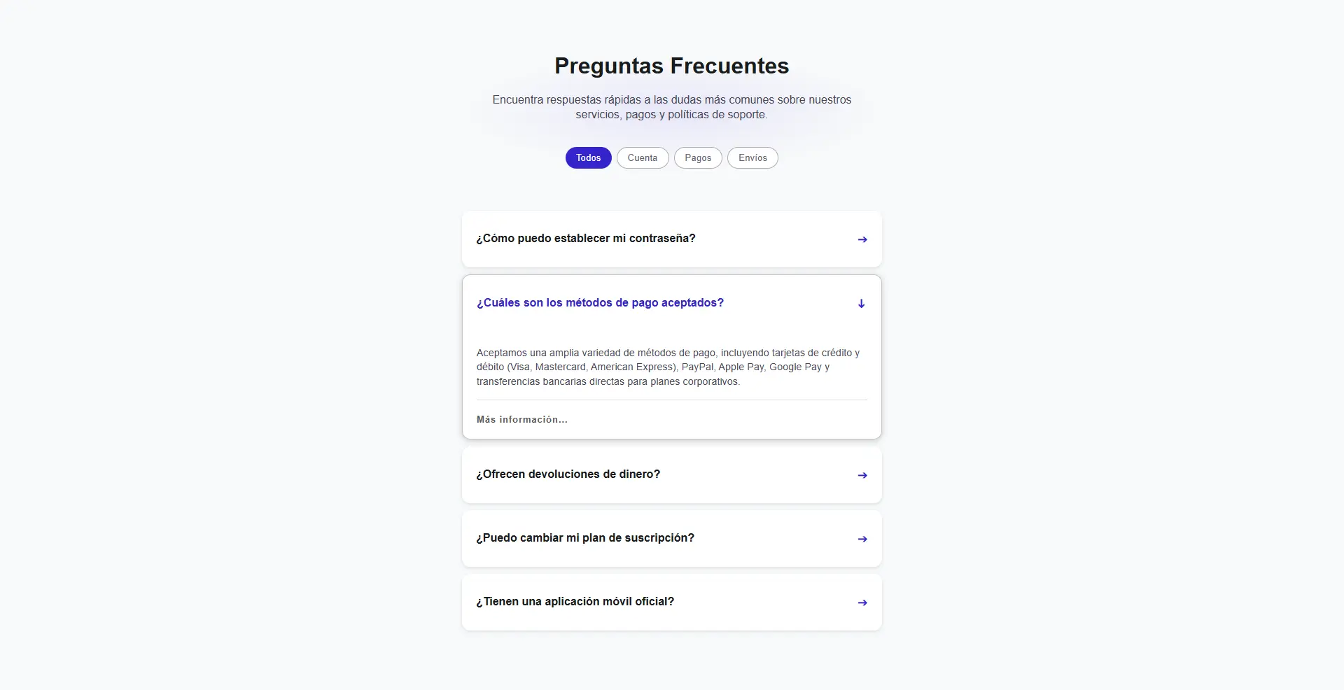 Captura de pantalla del proyecto FAQ accordion
